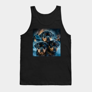 Rottweiler Puppies Surrounded With Fire Tank Top